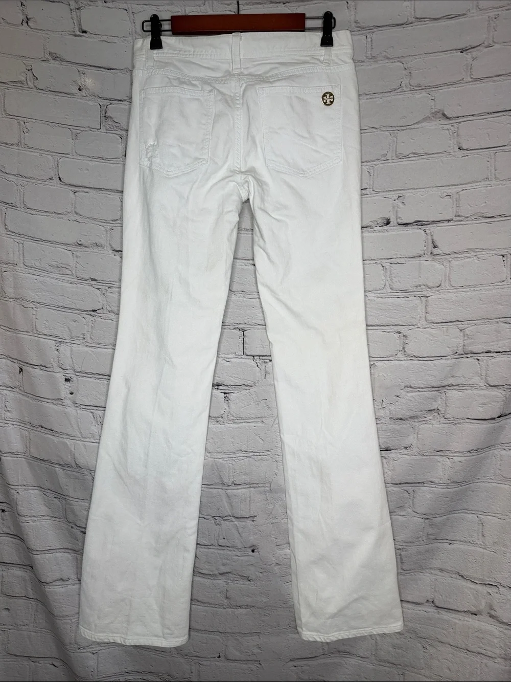 Tory Burch White Distressed Bootcut Jeans Size 27 Excellent Condition